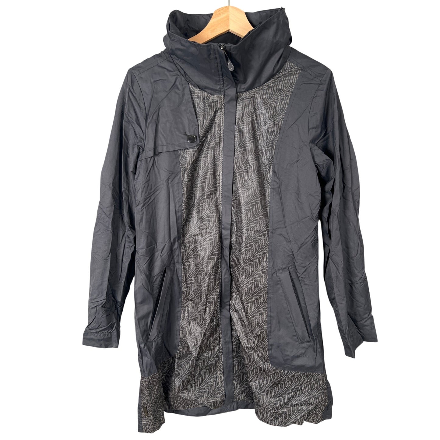 Lole Size Medium 100% Polyester Raincoat Windbreaker Mid-Thigh Lined Coat Jacket