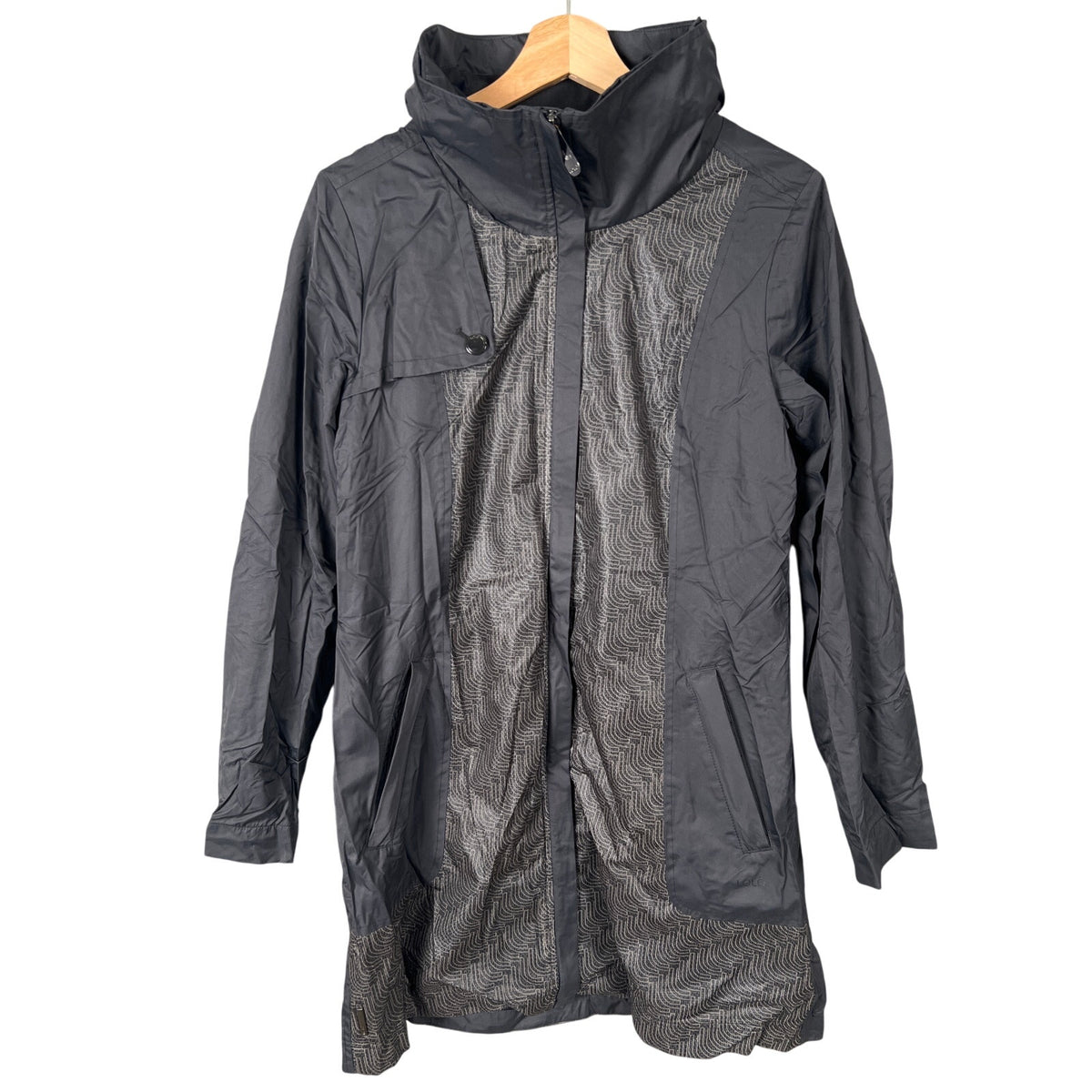 Lole Size Medium 100% Polyester Raincoat Windbreaker Mid-Thigh Lined Coat Jacket