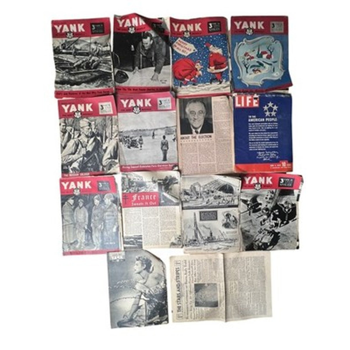 YANK The Army Weekly Magazines Lot WWII Red Black White Original Made In USA