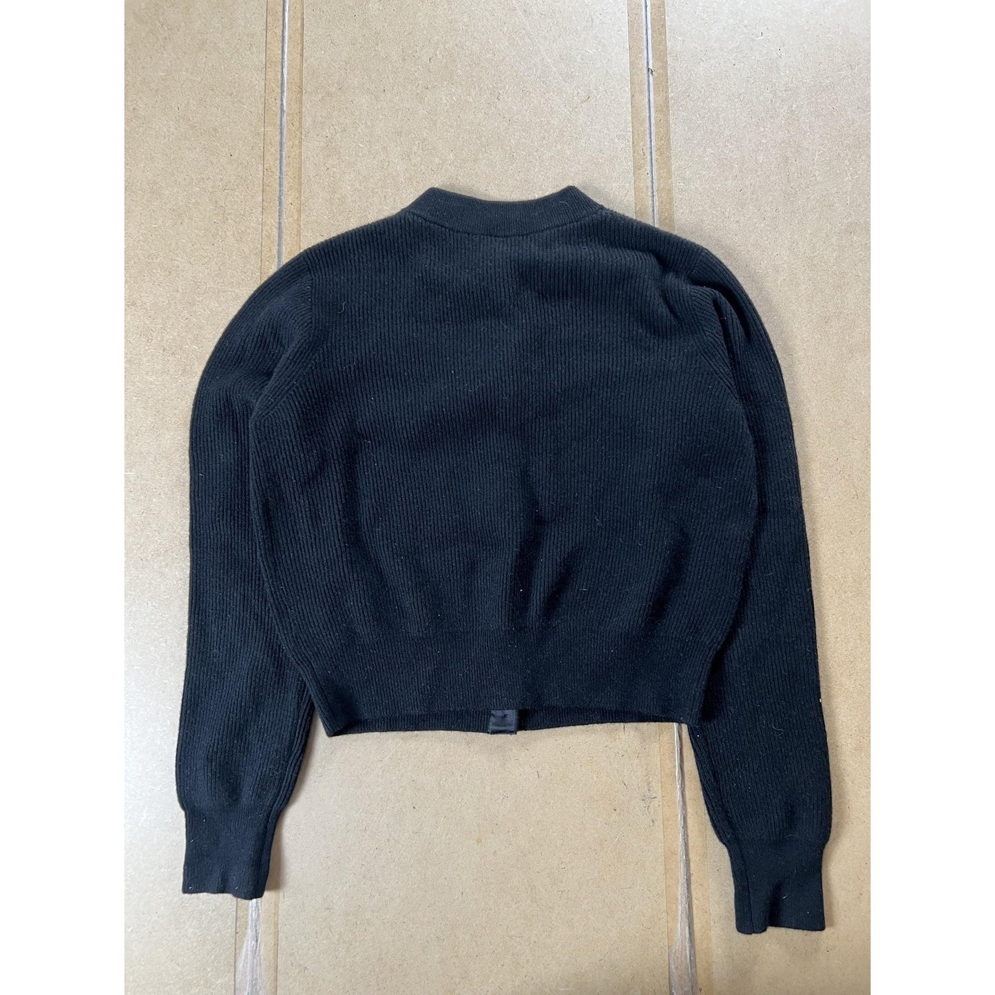 Free People Cardigan Womens L Black Mock Neck Button Lightweight Cashmere