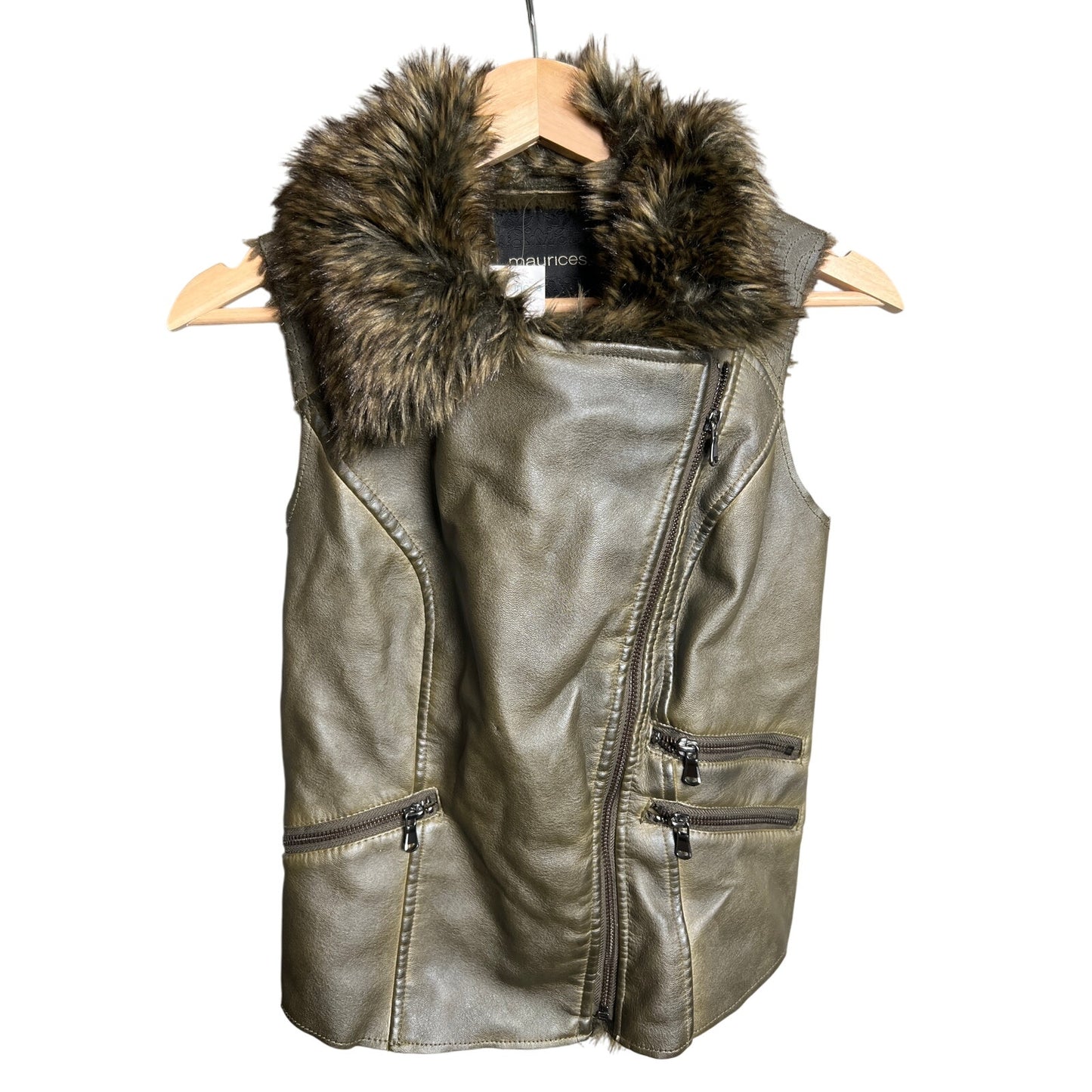 Maurices NWT Faux Fur Vest Size XS Brown Polyester