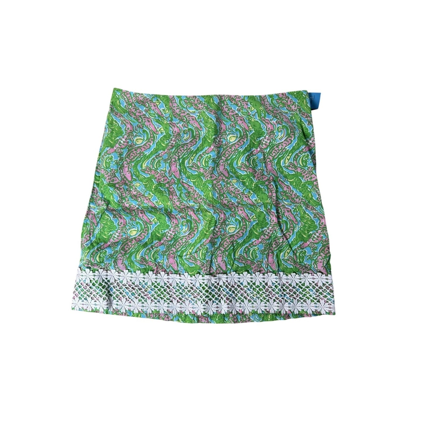 Lilly Pulitzer Skirt Womens 10 Green Paisley Mini Lace Crochet Lined Zip