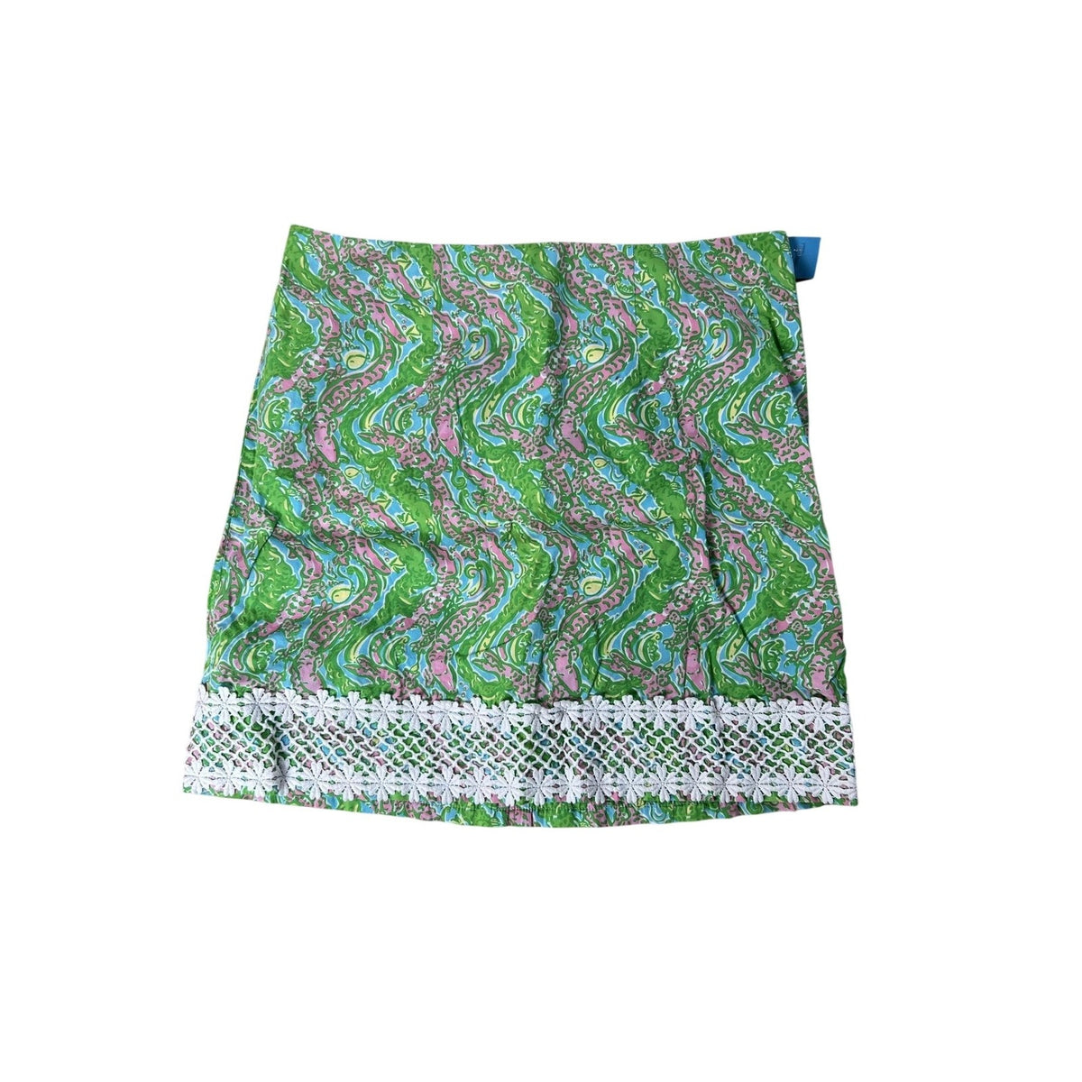 Lilly Pulitzer Skirt Womens 10 Green Paisley Mini Lace Crochet Lined Zip
