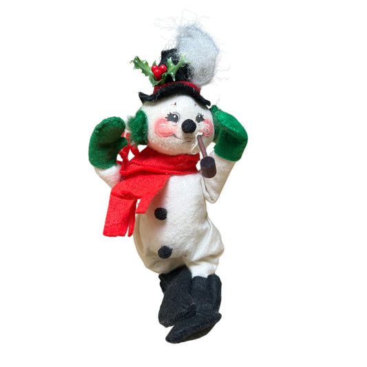Vintage Annalee Doll 1982 Snowman with Pipe and Scarf