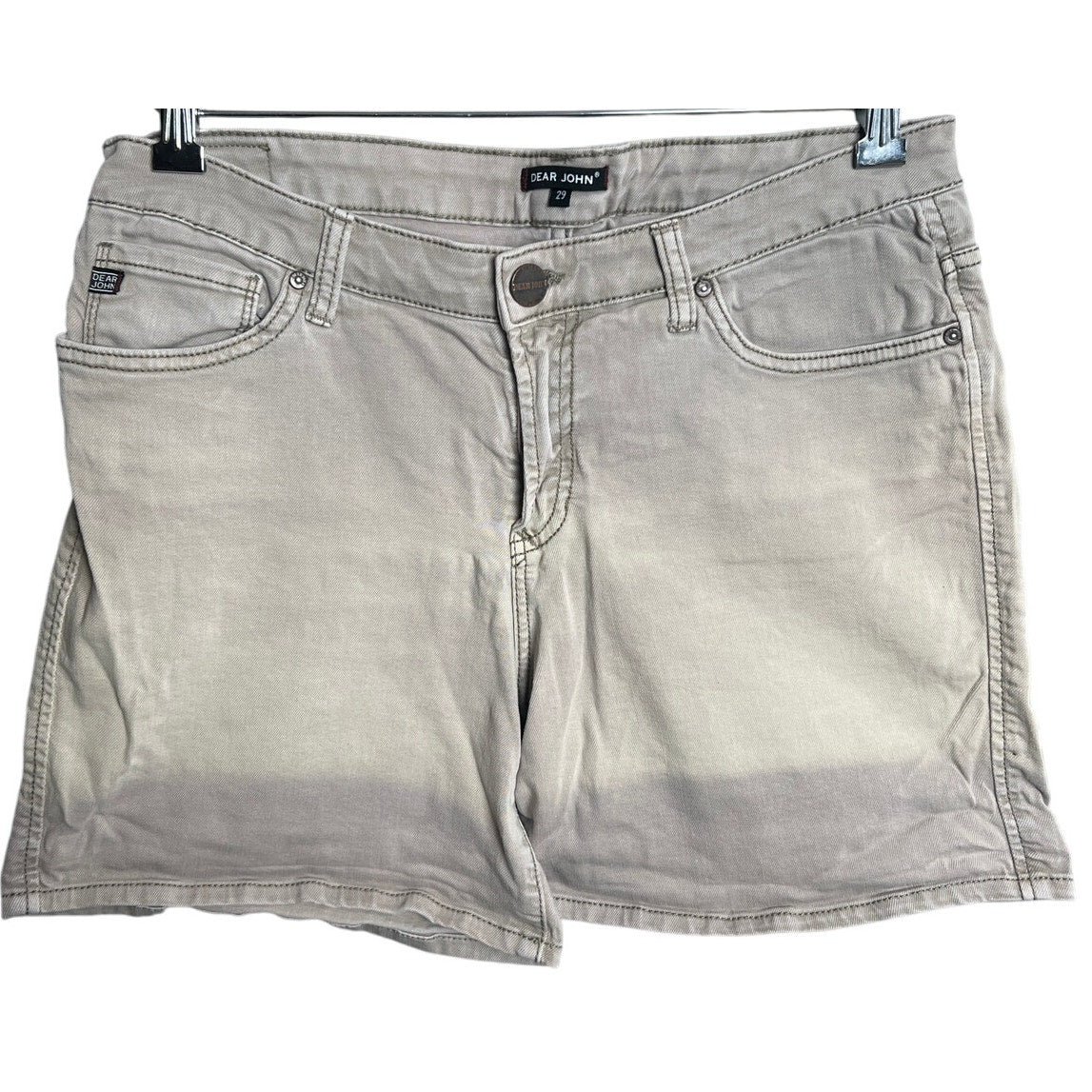 Dear John 29 Gray Faded Stretch Denim Shorts Distressed
