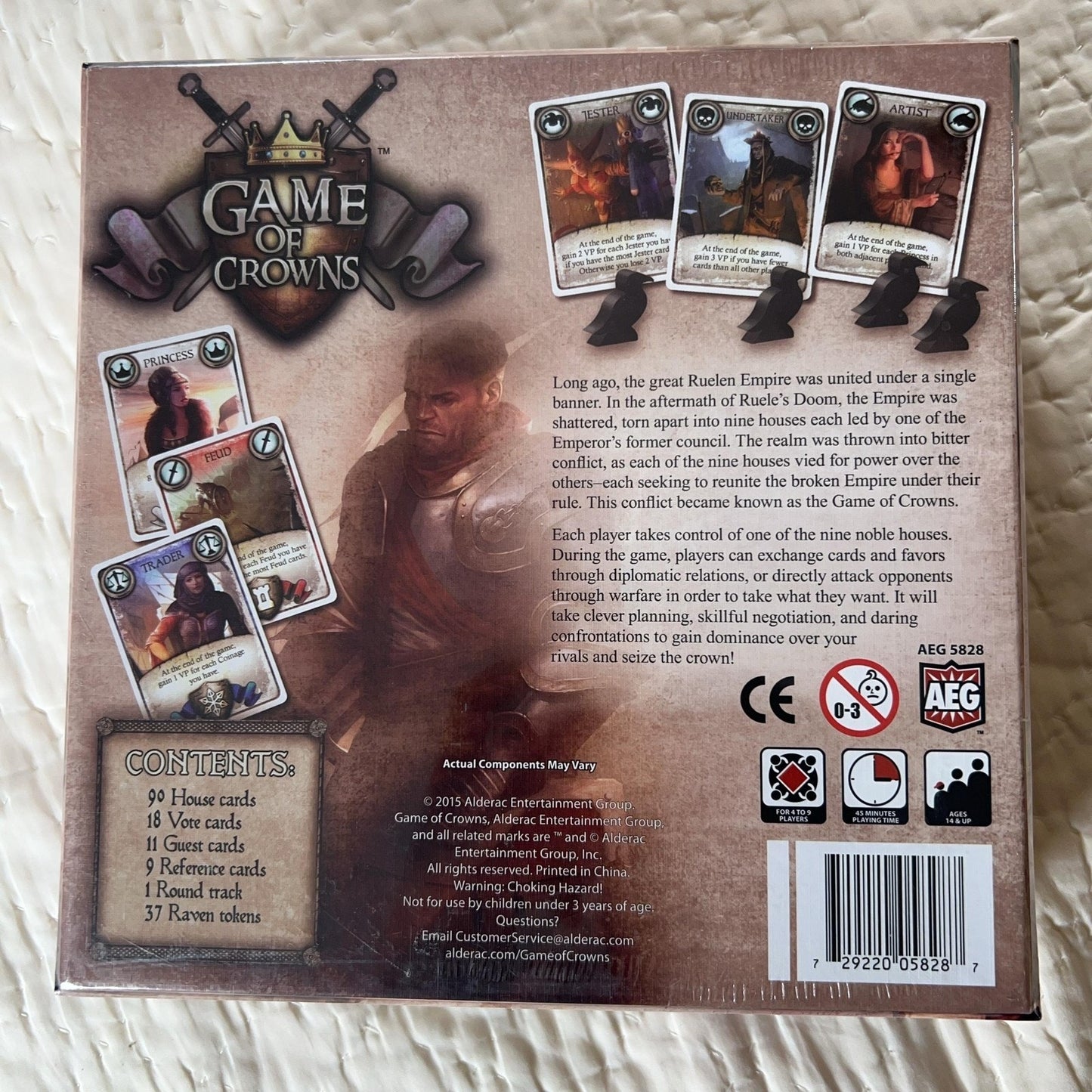 AEG Game Of Crowns Board Game 2015 Complete Sealed Strategy 4-9 Players