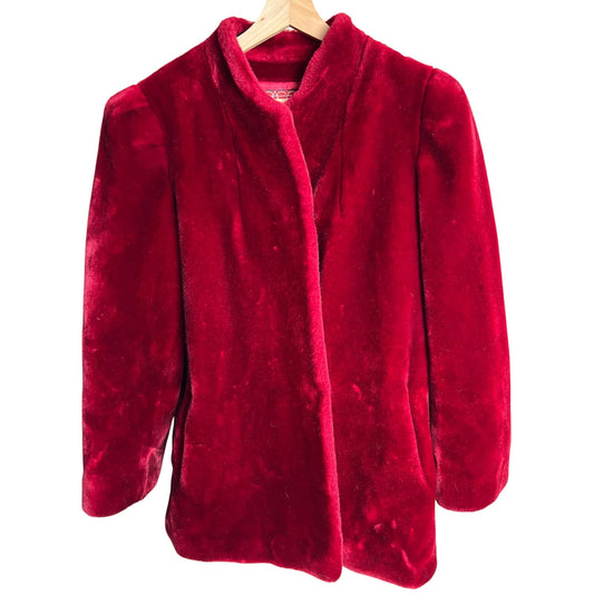 Vintage Sasson Borgazia Plush Faux Fur Coat Burgundy *Dimensions in Picture*