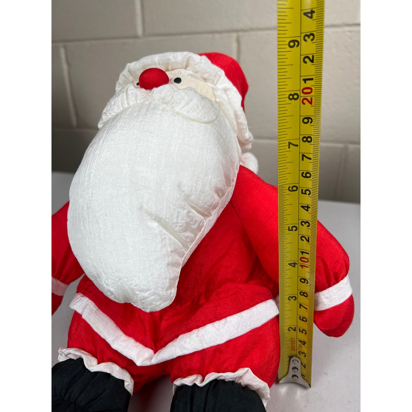 Vintage Puffy Santa Claus Plush Nylon Parachute Style 1990s J.S. International