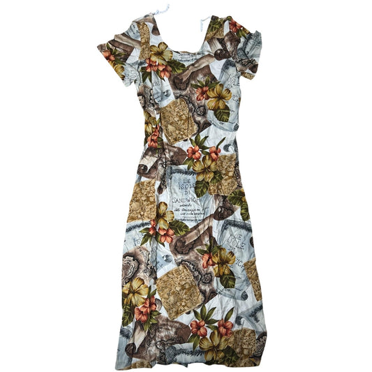 Tori Richard Dress Womens S White Floral Maxi Sundress Strappy Scoop Neck Rayon