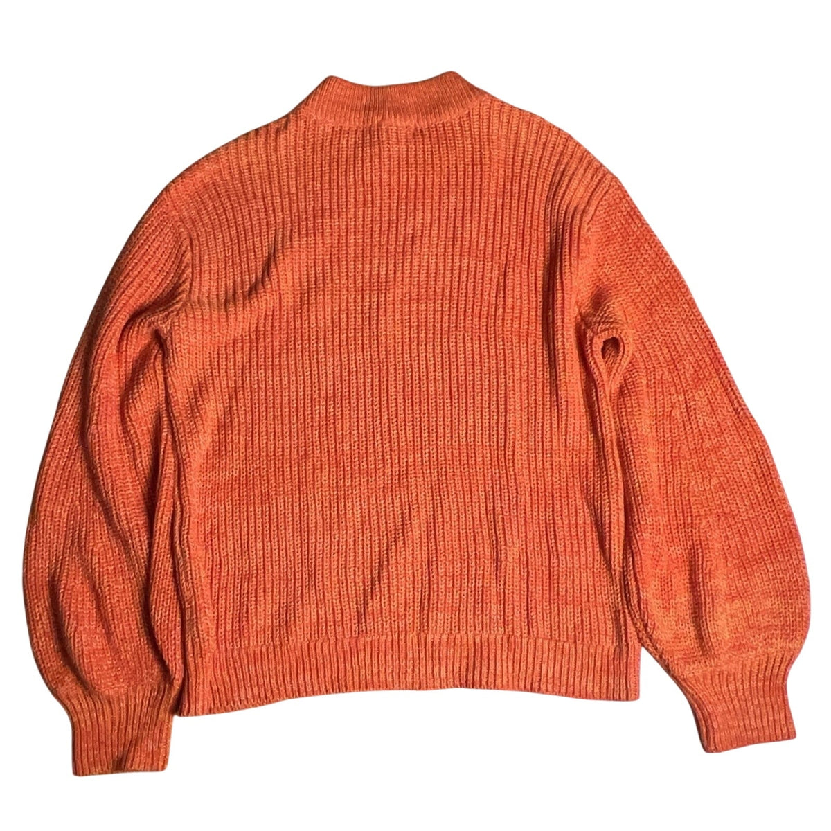 H&M Sweater Womens XL Orange Chunky-Knit Pullover Crew Neck Heavyweight