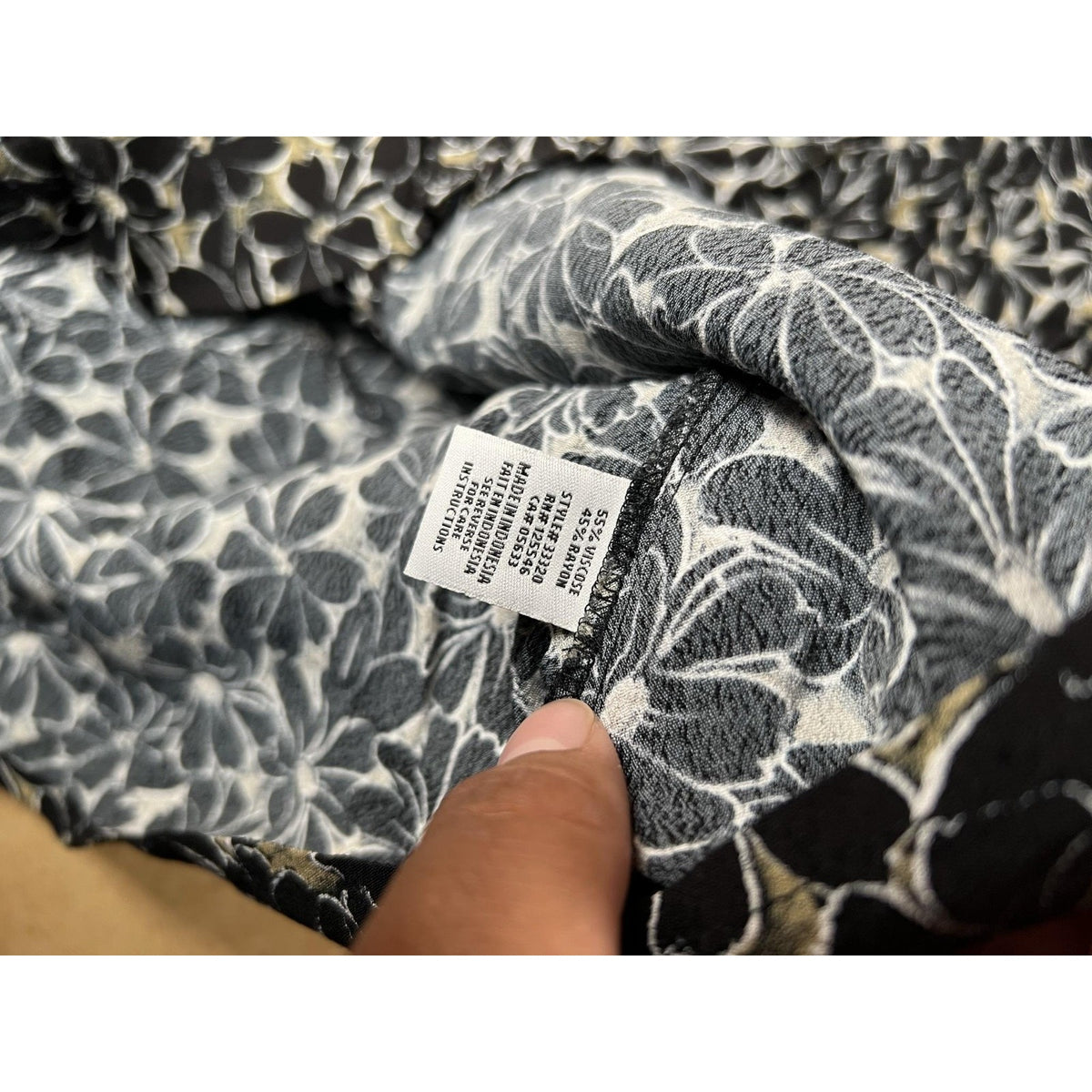 Habitat Button-Up Womens S Black Tunic Floral Lightweight Rayon Casual