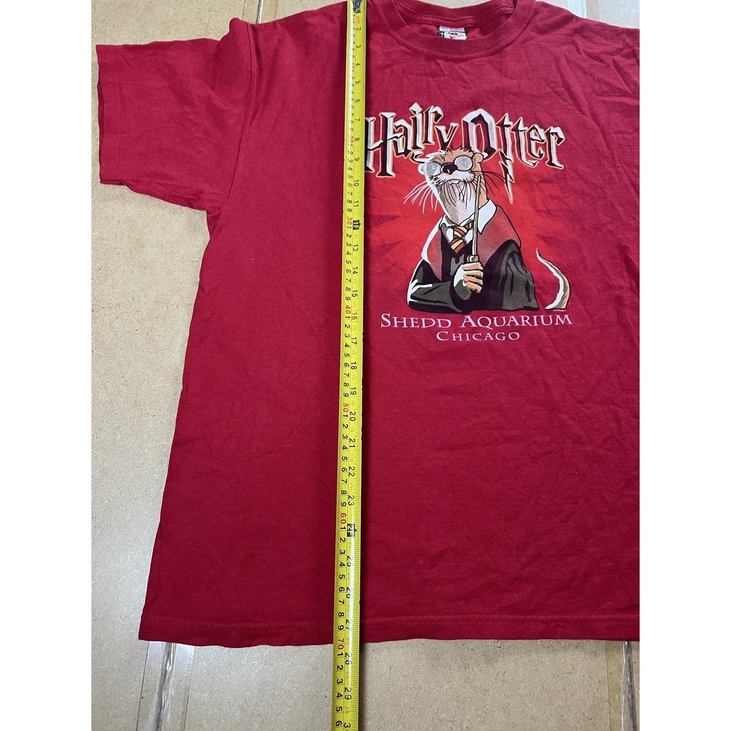 THE DUCK CO Shirt Mens L Red Harry Otter Shedd Aquarium Chicago Graphic T-Shirt