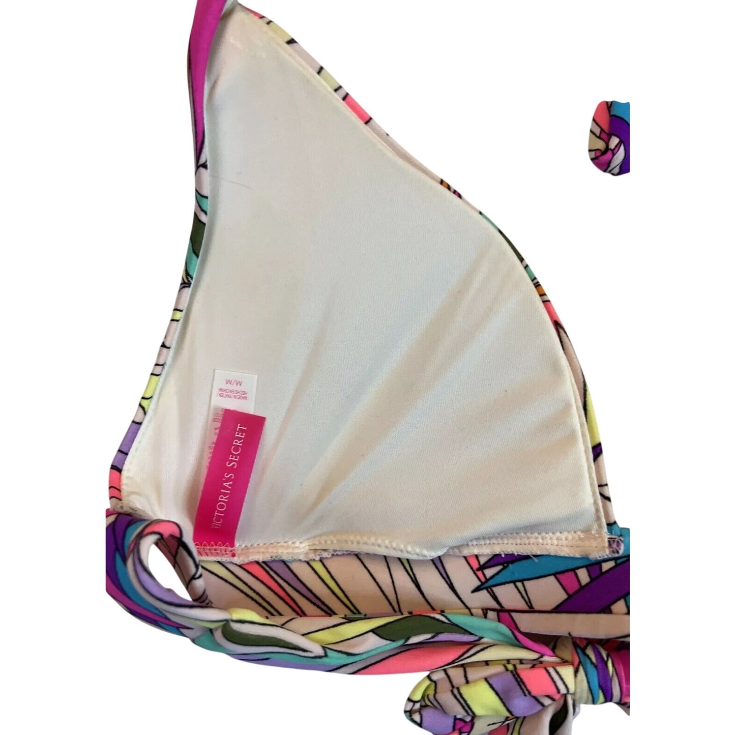 Victoria's Secret Halter Multi Color Palm Frond Medium Bikini Top - EUC
