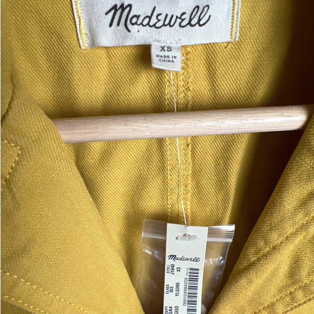 NWT Madewell Women's XS Mustard 100% Cotton Coverall Jumpsuit