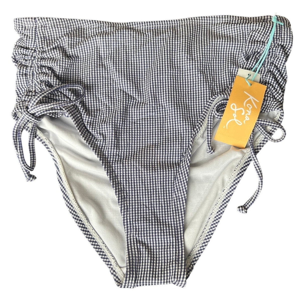 Kona Sol Swimwear Bikini Bottom Blue Striped OXford Small S NWT