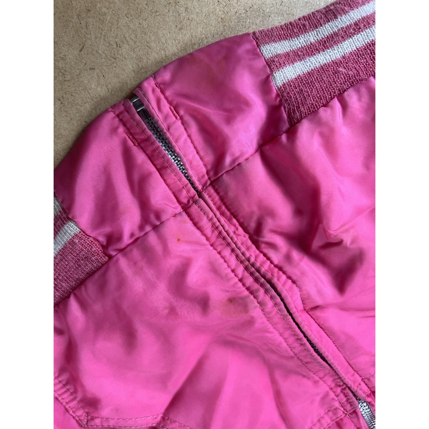Jacket Girls 3T Pink Bomber Nylon Lined Lightweight Full Zip Pockets Casual