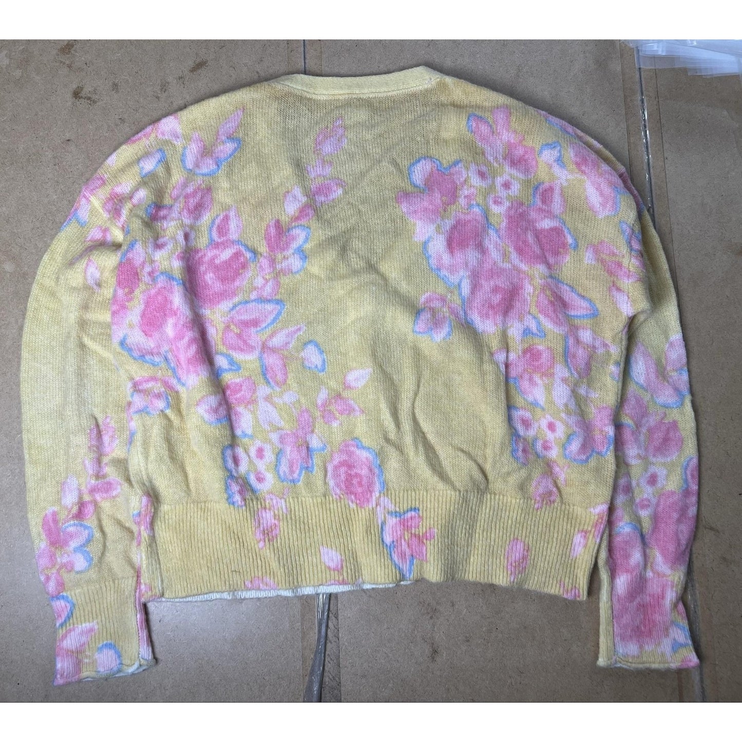 Sundance Sweater Womens Extra Large Vintage Yellow Floral Button Front Knit