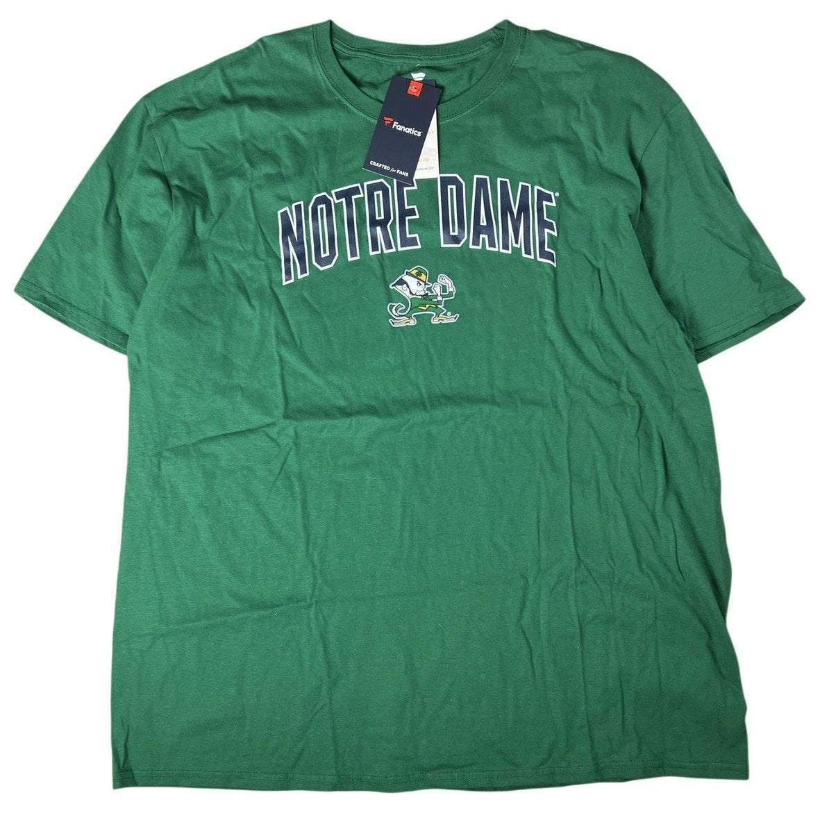 NWT Fanatics Mens 2XL Green Notre Dame Crew Neck t-shirt
