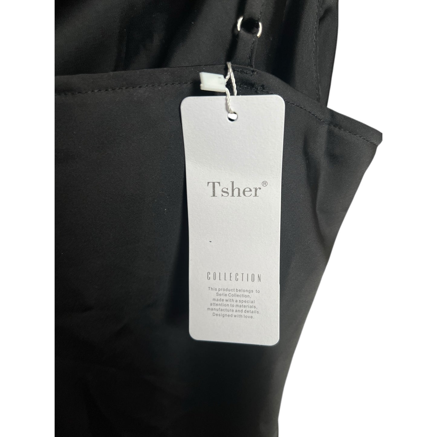 Tsher Women Long Black Adjustable Dress NWT Large