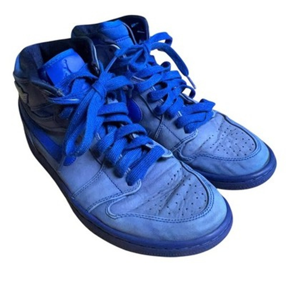 Nike Air Jordan 1 Shoes Mens Size 11 Blue Nubuck Leather High Top Basketball