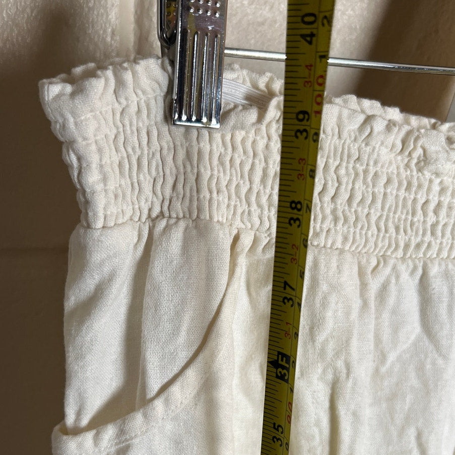 By & By XL Linen Flair Wide Leg White Pants