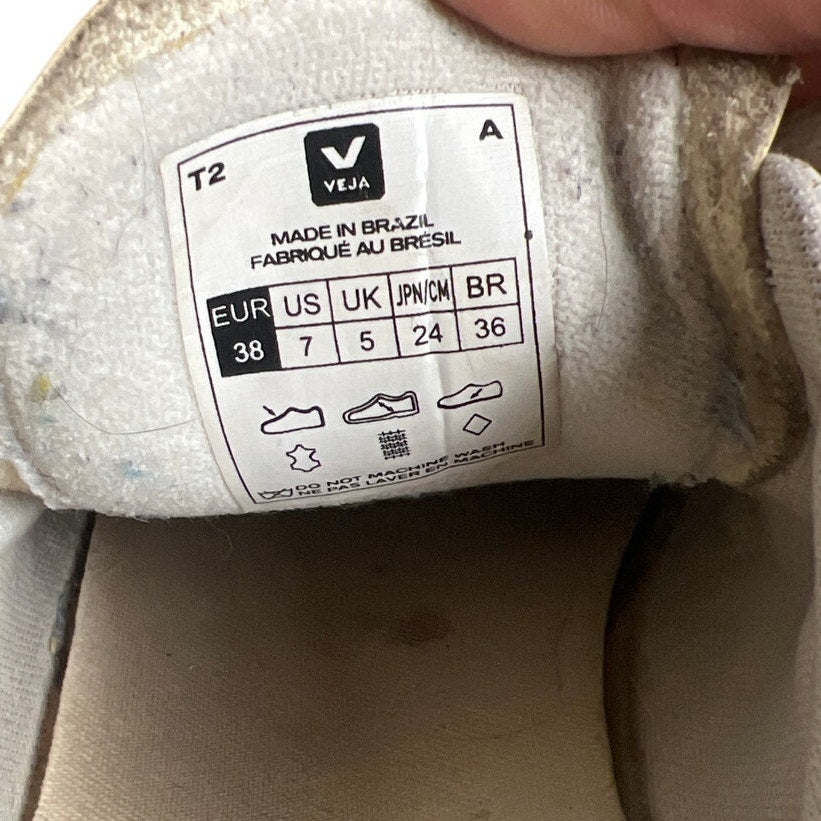 VEJA Leather White Green Sneakers Women's US 7 (Used)