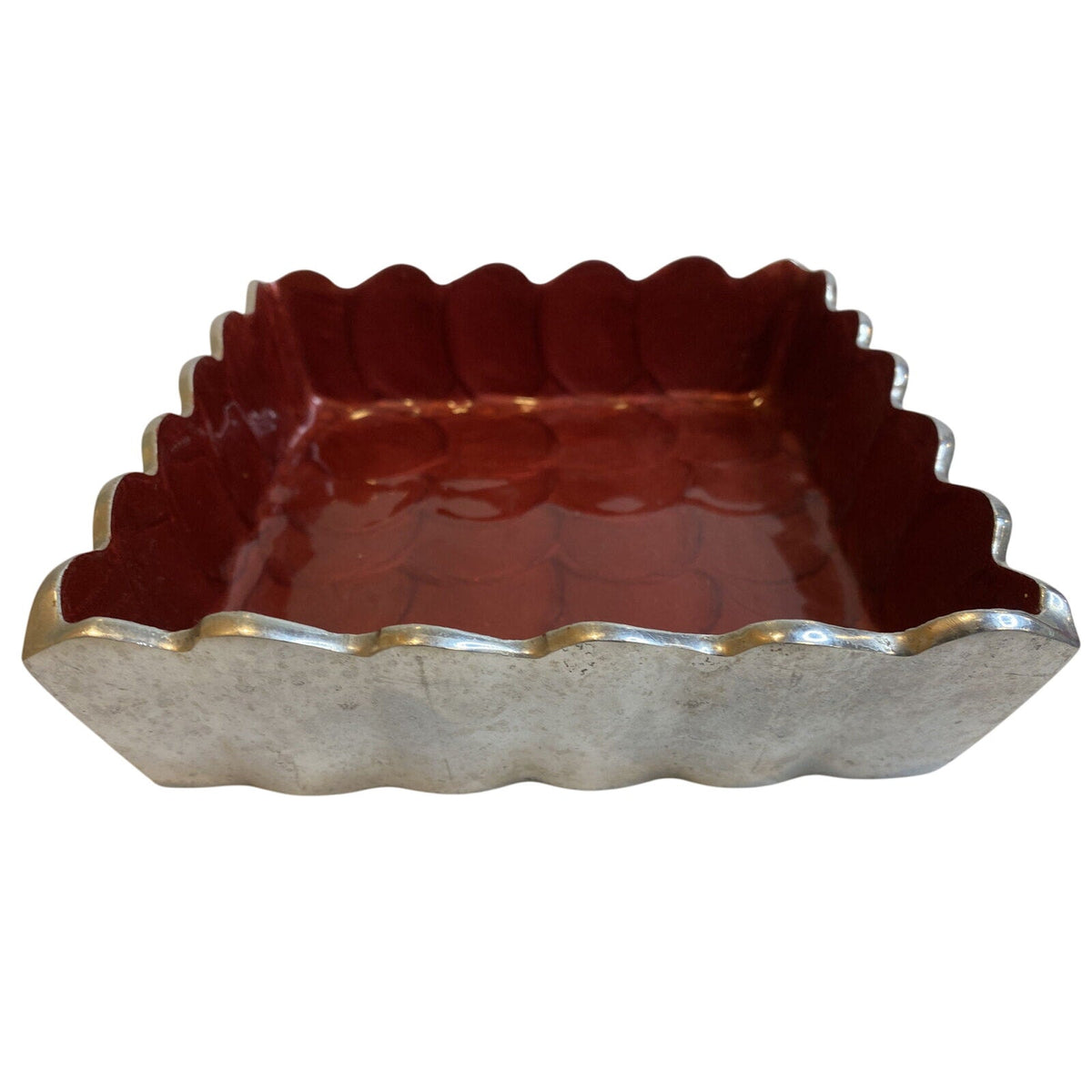 Julia Knight 5” Cocktail Napkin Holder Peony Pomegranate Dish Square 6”x6” - EUC