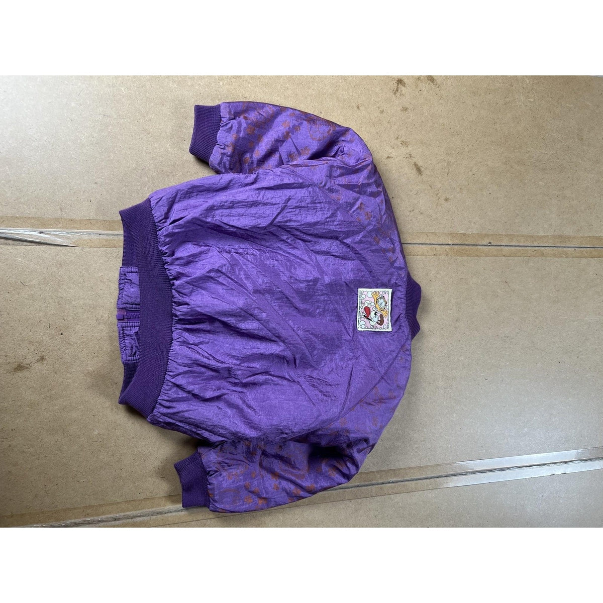 Vintage Garfield Jacket Girls 4 Purple Windbreaker Nylon Taffeta Zip Pockets