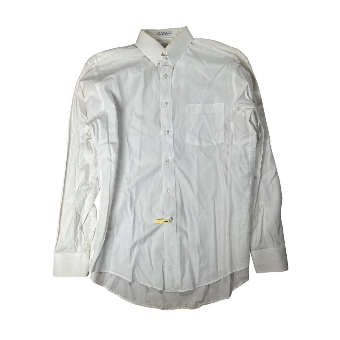 Christian Dior Shirt Mens L White Button-Up Collared Cotton Pocket Easy Care