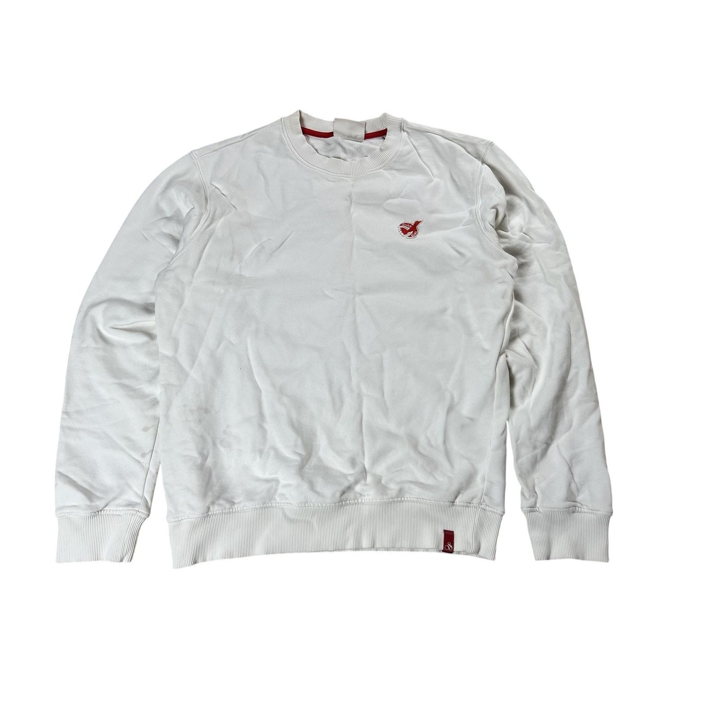 Scotch & Soda Sweater Mens M White Pullover Crew Neck Bird Back Graphic Organic