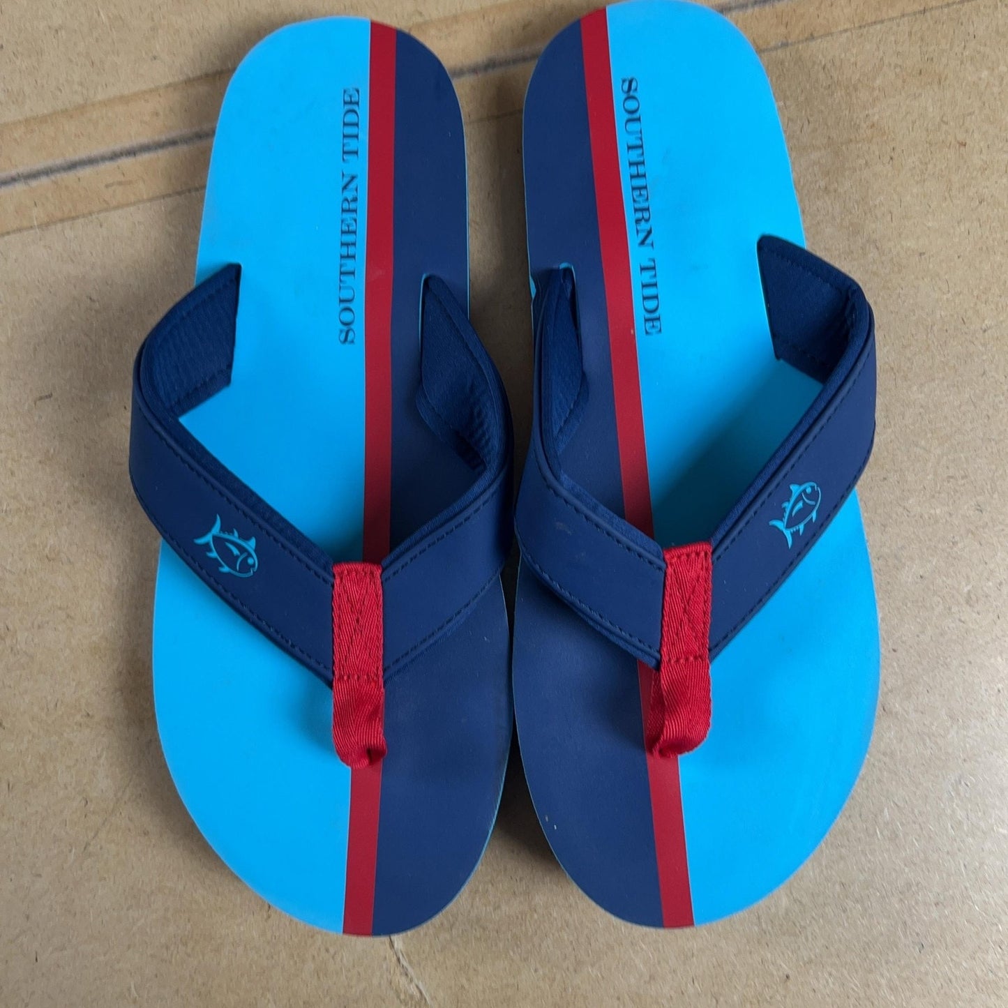 Southern Tide Sandals Mens Size 10.5 Blue Flip Flop Logo Casual Beach Summer