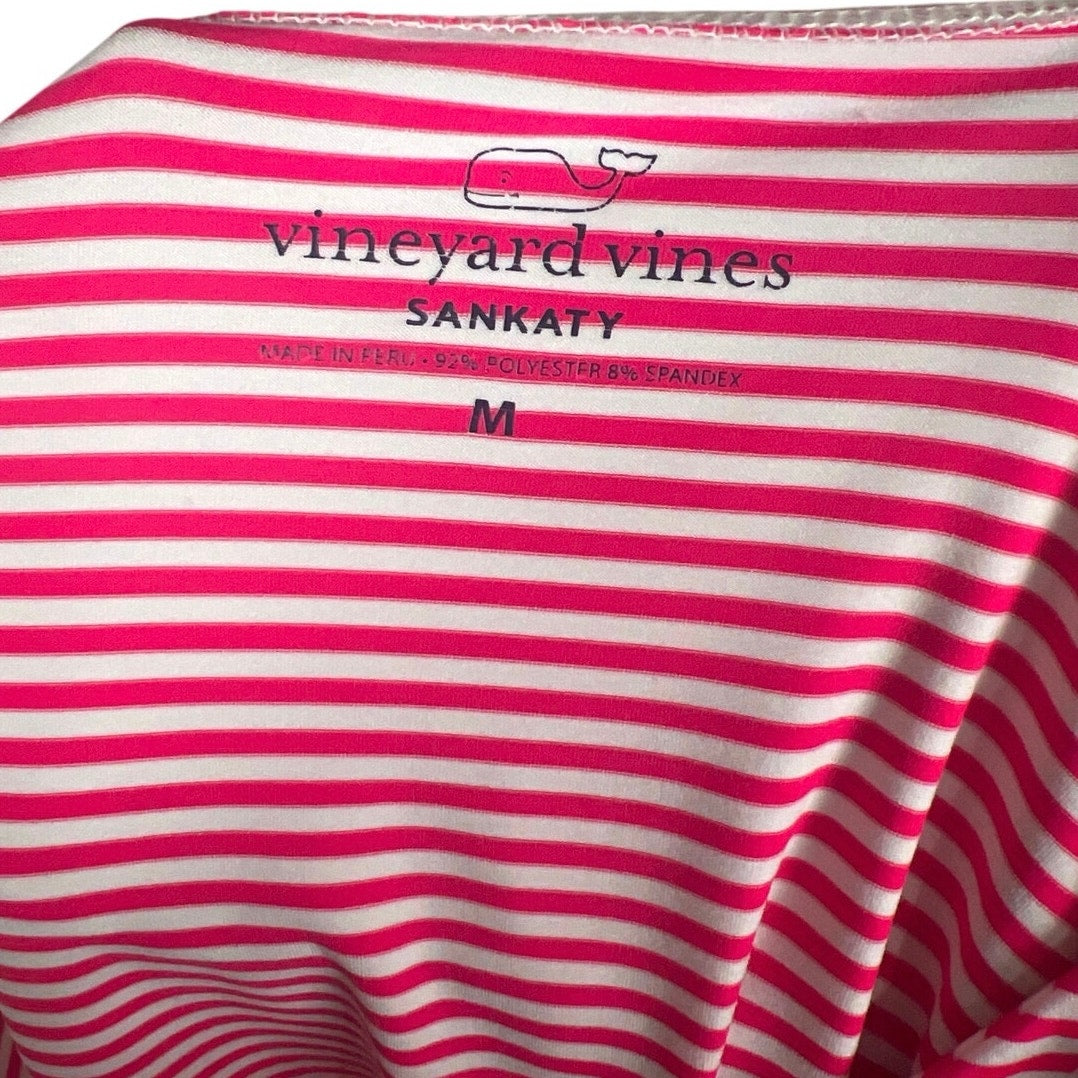 Vineyard Vines Sankaty Size Medium LS Women’s T-shirt Striped Pink