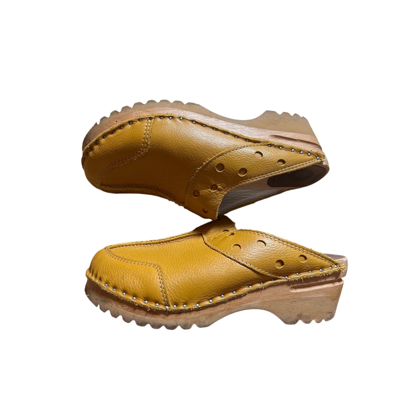 Gently Worn Swedish Leather and Wooden Troentorp Clogs Size 37