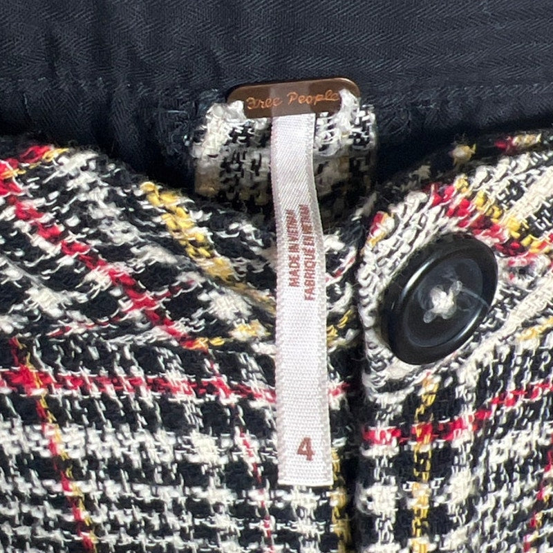 Free People Size 4 Good Vibes Plaid Straight-Leg Pants Ankle Pants