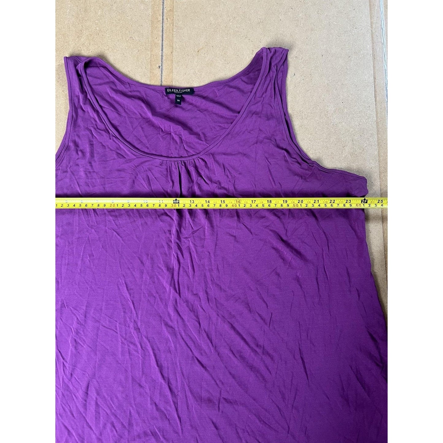 Eileen Fisher Tank Womens 3X Purple Jersey Scoop Neck Pleated Silk Relaxed