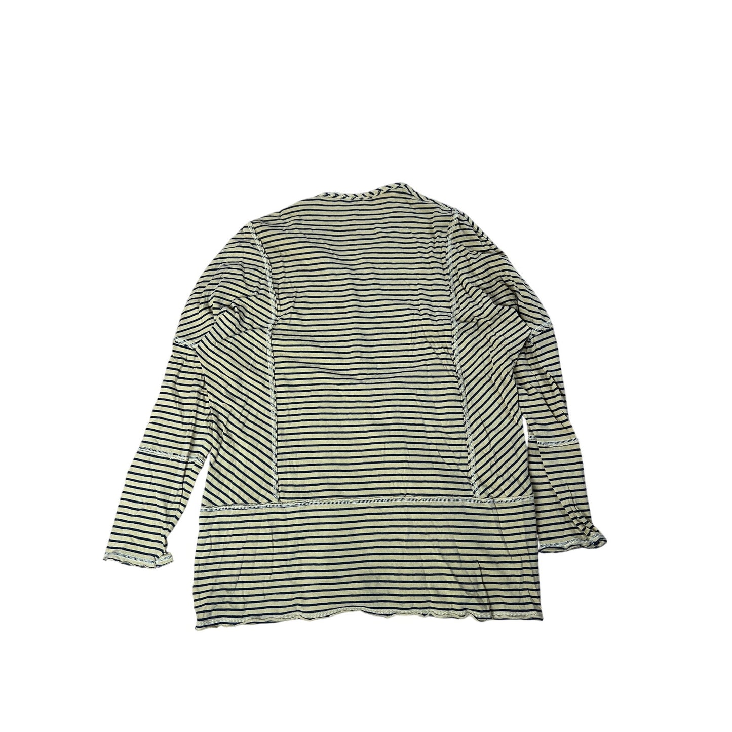 Sundance Striped Raw Edged Exposed Seam Henley Shirt Yellow and Black Size M
