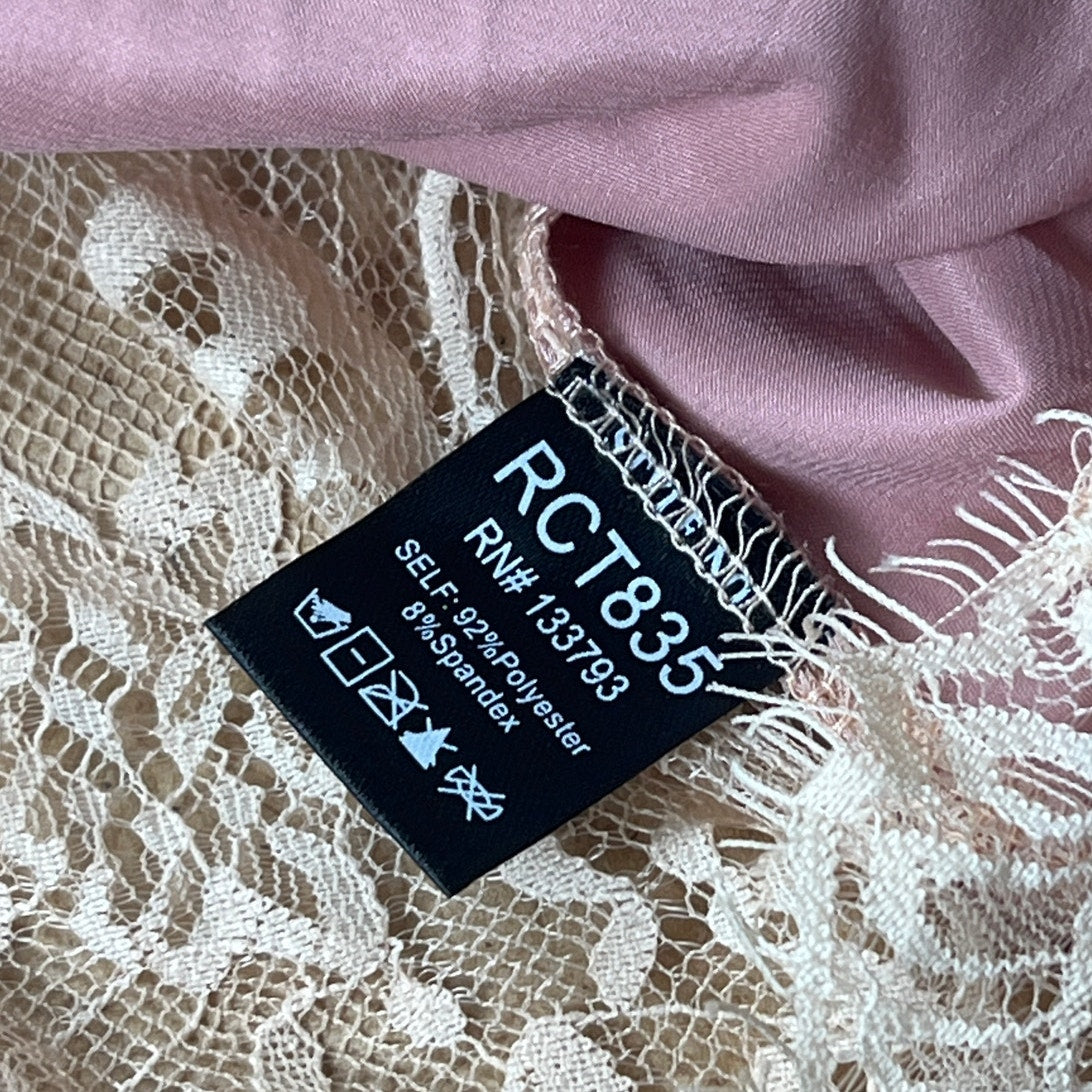 POL Pink Satin Lace Tank Top Size S