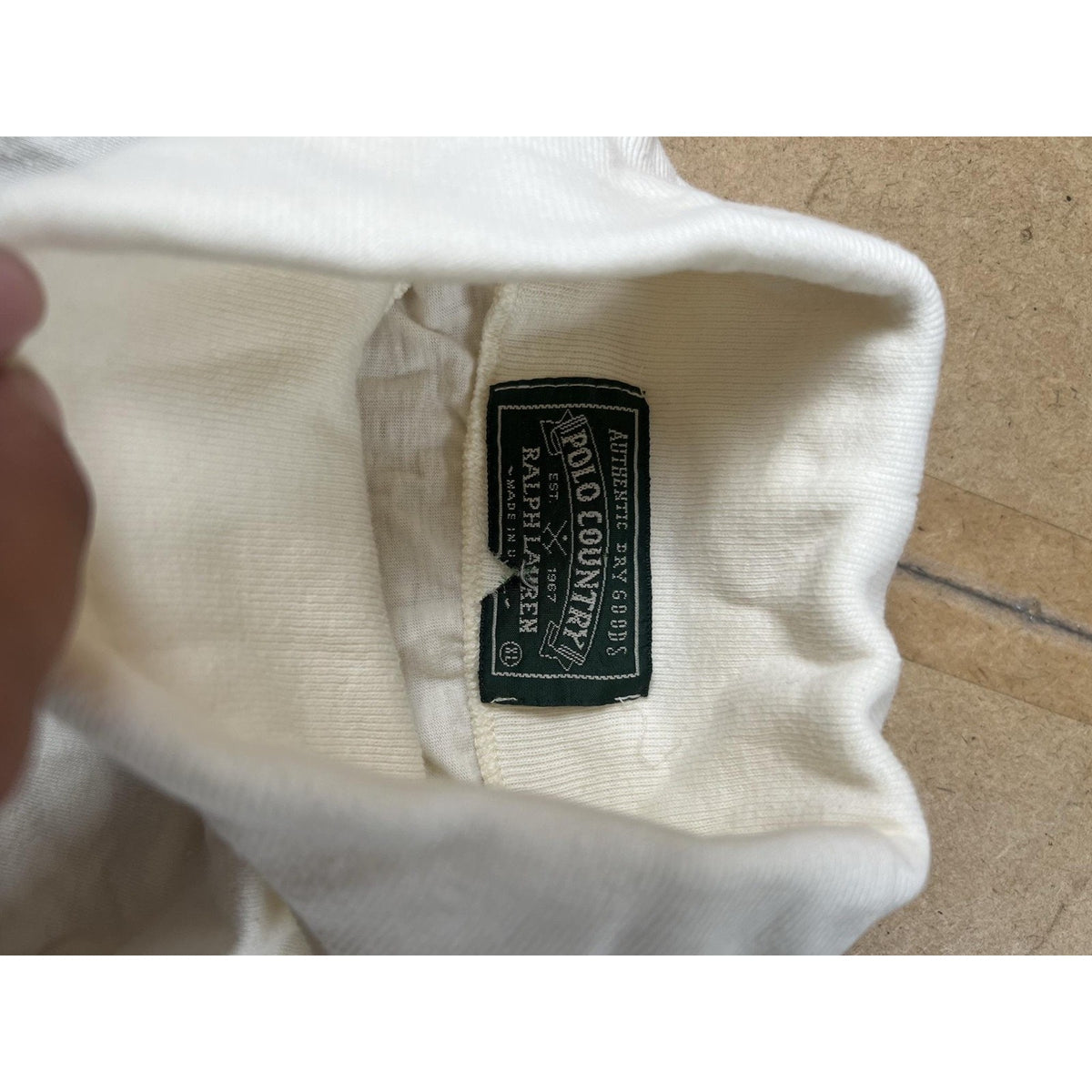 Polo Ralph Lauren Shirt Mens L White Turtleneck Long Sleeve Pocket Cotton Jersey