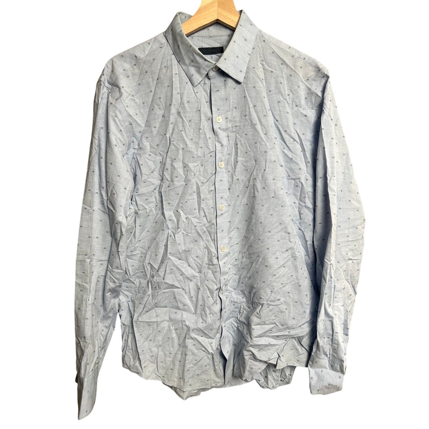 Zachary Prell Medium 100% Cotton Blue Goemetric Button Front Long Sleeve