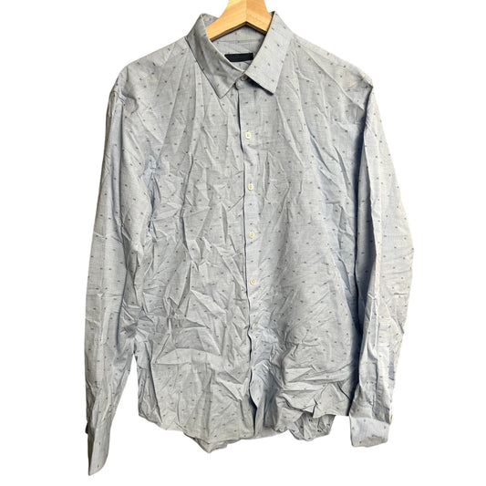 Zachary Prell Medium 100% Cotton Blue Goemetric Button Front Long Sleeve