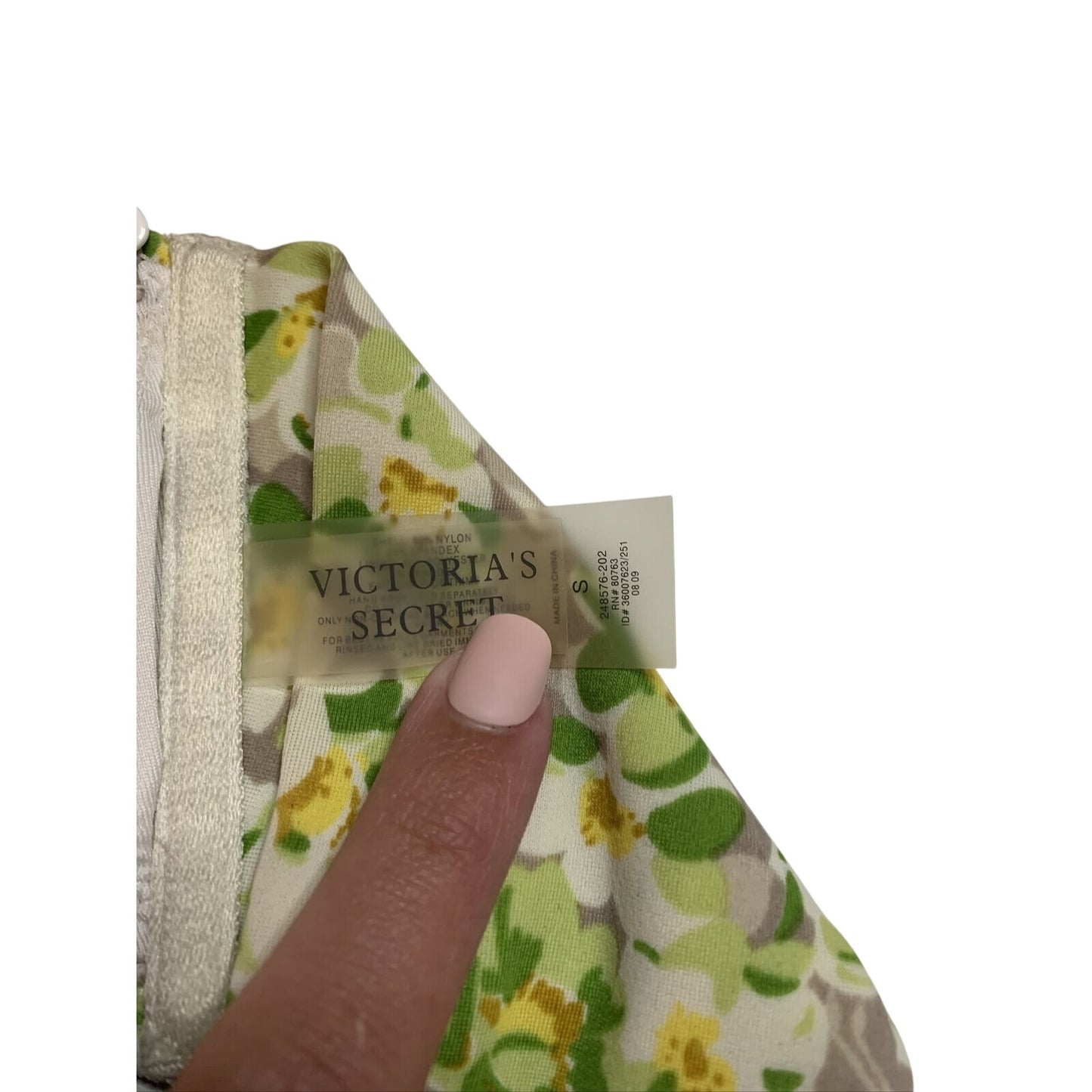 Victoria's Victoria Secret Bikini Green Yellow Flower Bikini Top Size Small S