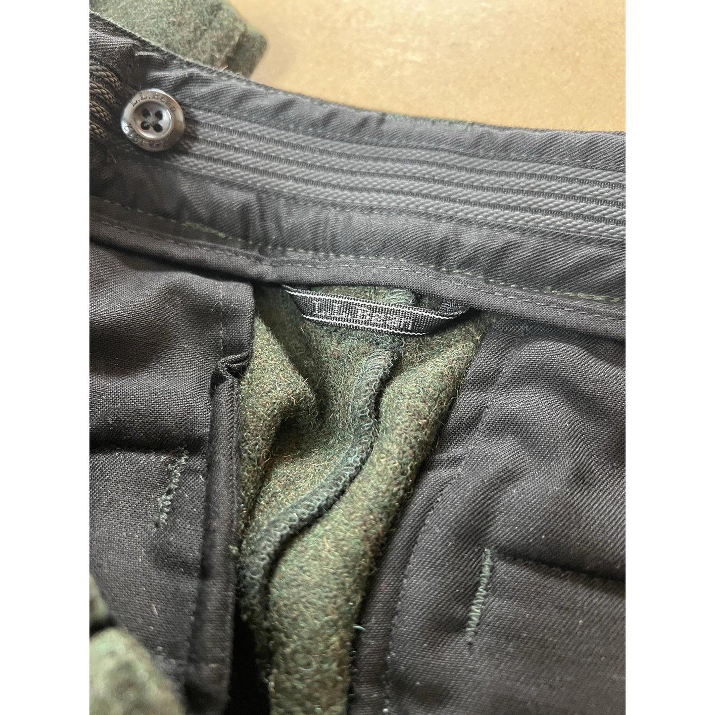 L.L. Bean Pants Mens 32x30 Green Wool Flannel Lined Straight Leg Workwear Casual