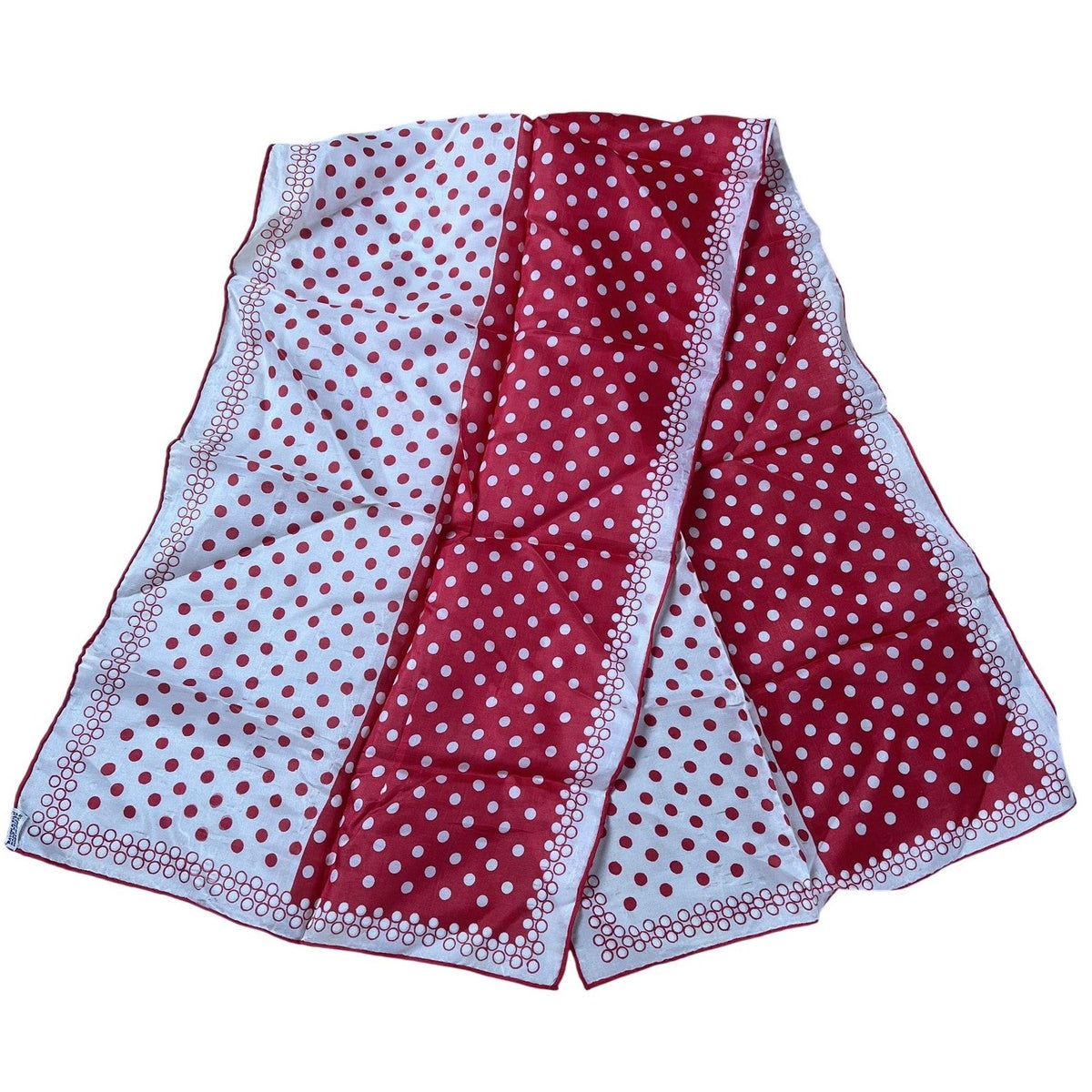 Kerchief Mens One Size Red Polka Dot Rayon Silk Satin Rectangle Scarf Japan