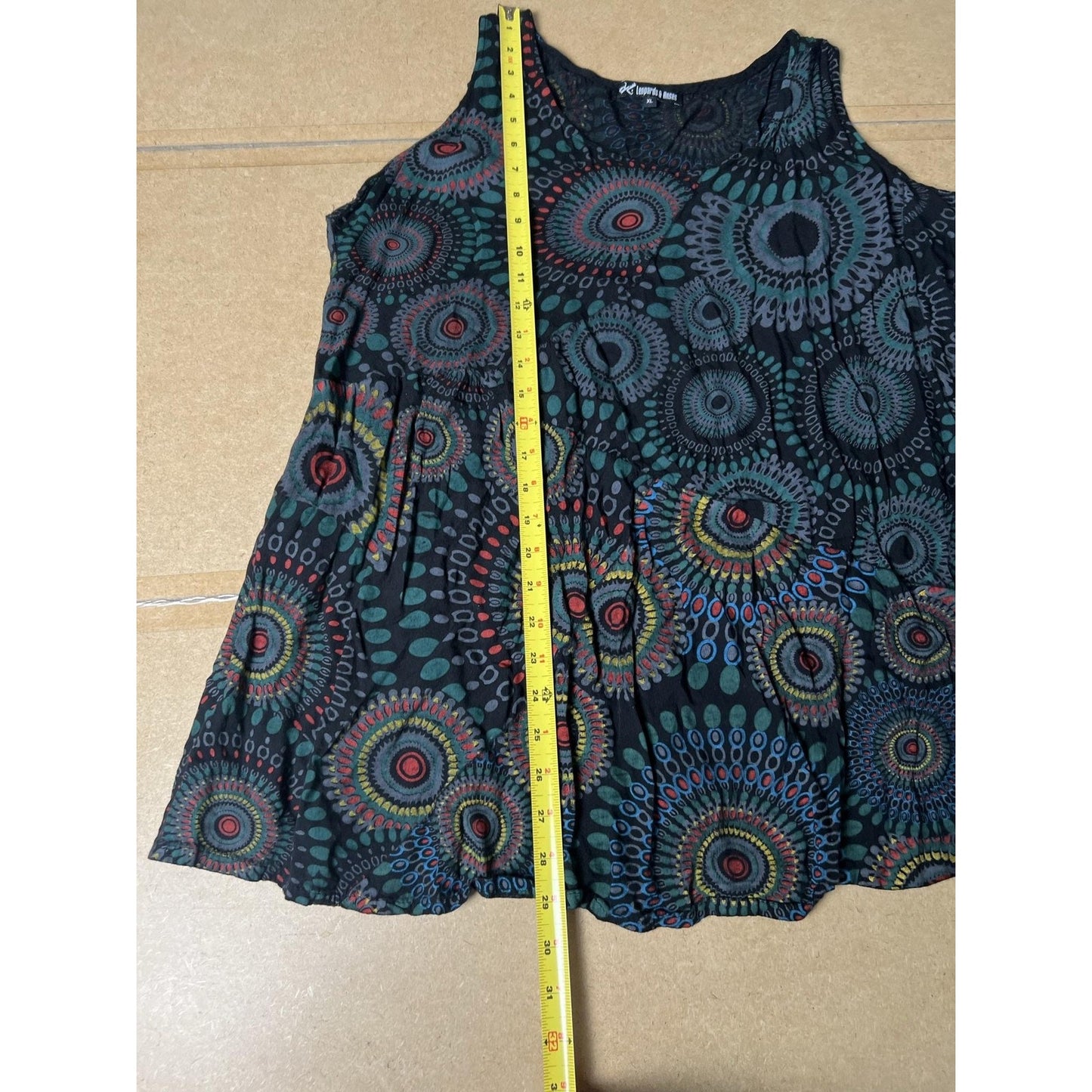 Lemongrass & Roses Tank Womens XL Multicolor Scoop Neck Rayon Geometric Tunic