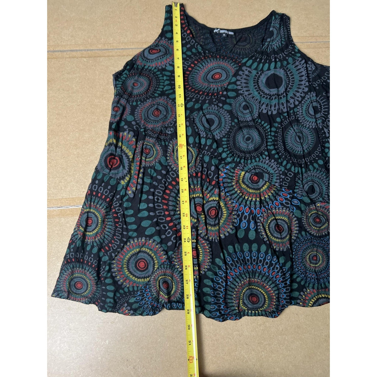 Lemongrass & Roses Tank Womens XL Multicolor Scoop Neck Rayon Geometric Tunic