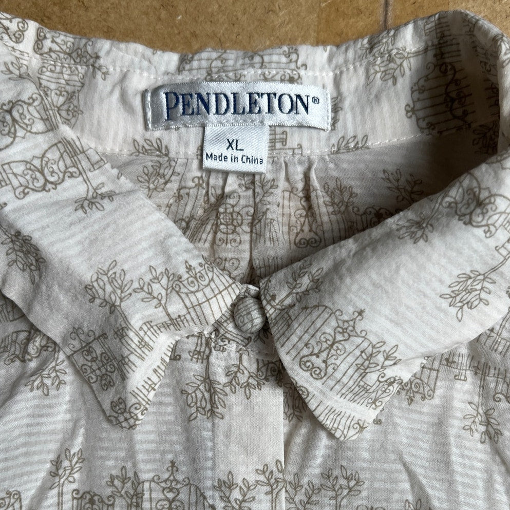 Vintage Pendleton Silk and Cotton Blend Tissue Weave Long Sleeve Women Size XL