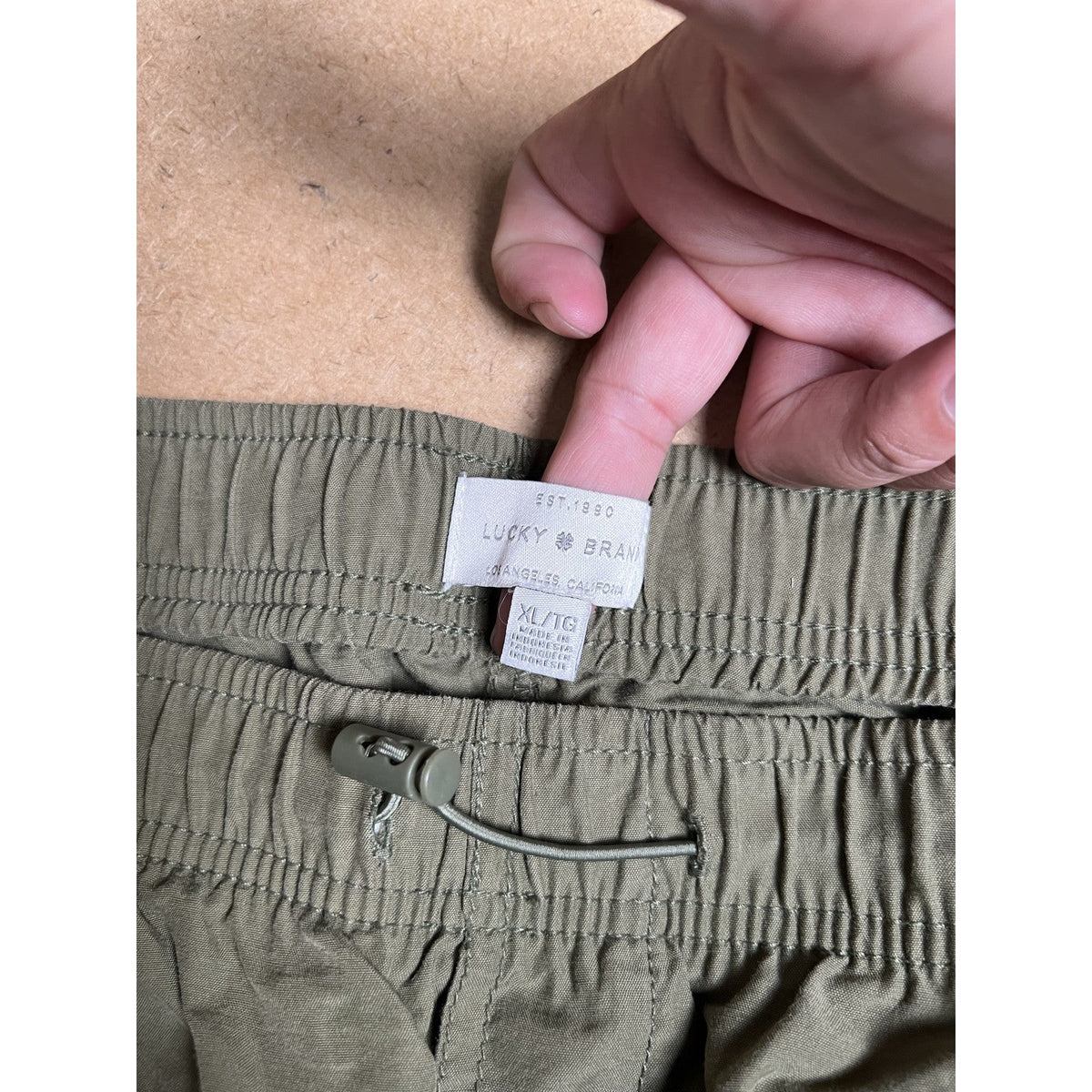 Lucky Brand Pants Unisex XL Green Jogger Twill Cargo Drawstring Ankle Relaxed