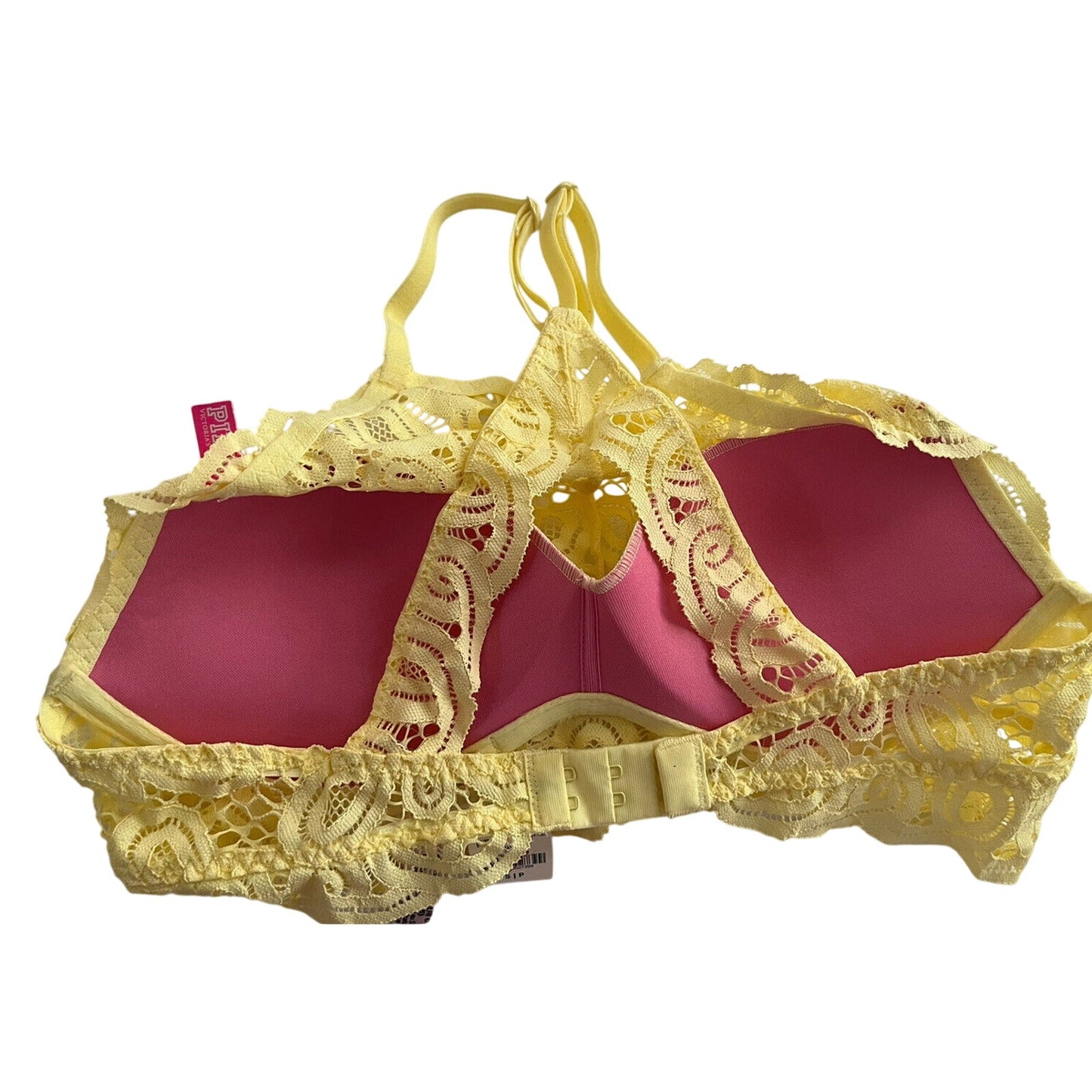 Victoria's Secret PINK Bra Yellow Lace Halter Razor Back Small S - NWT