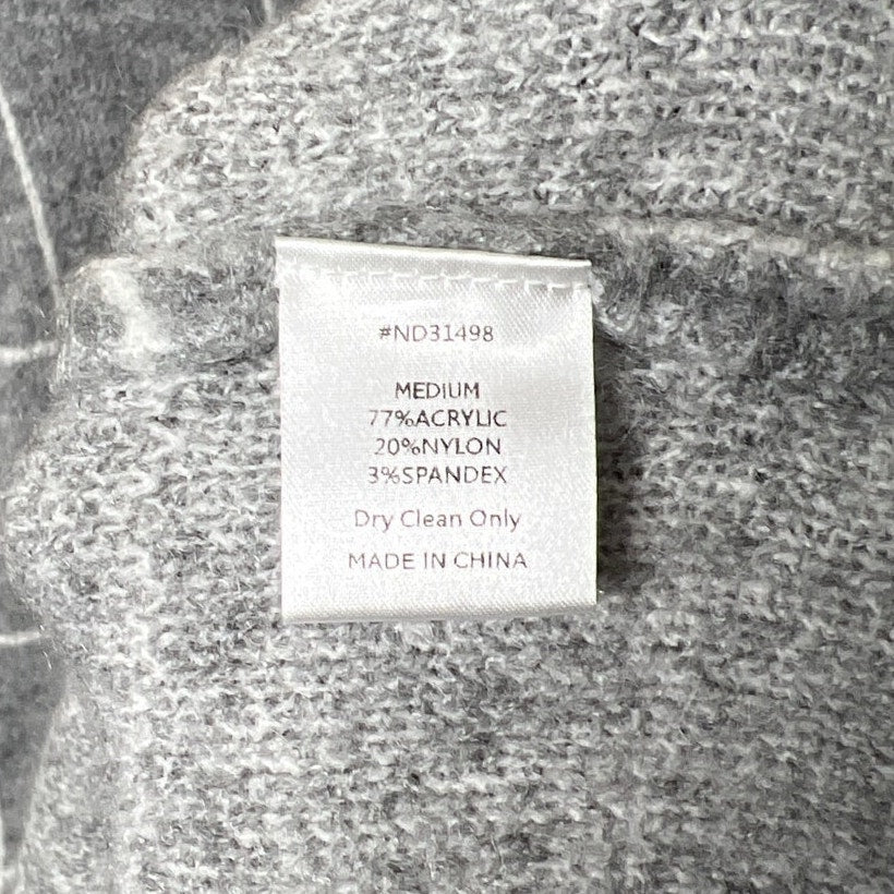 Lumiere Medium Acrylic High Low Gray and White Cowl Neck Sweater Women's