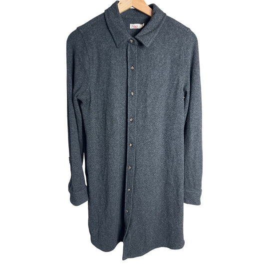 Faherty Medium Heather Gray Legend Sweater Dress Button Down